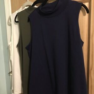 Isaac Mizrahi Essentials Pima Mock-neck Sleeveless Tops